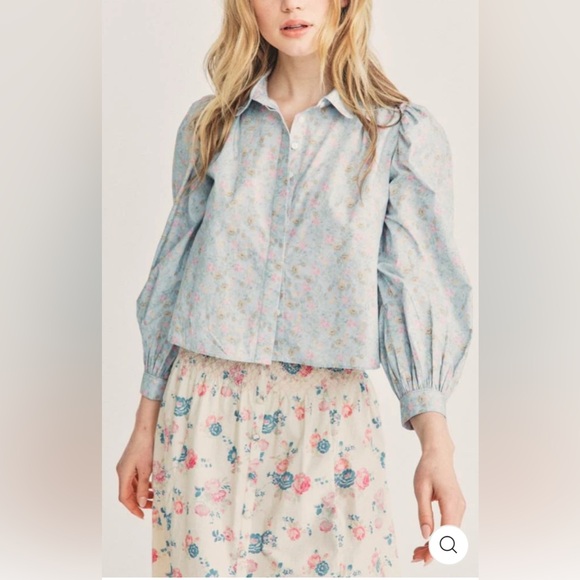 LoveShackFancy Sansom Floral Long Sleeve Top Blouse, Size S - Picture 5 of 16